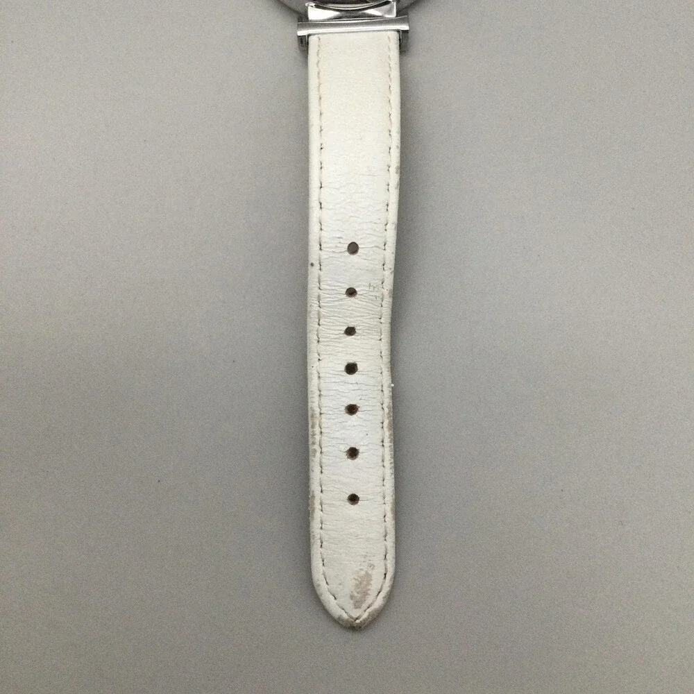 Anne Klein Womens Dress Watch 38mm Large Dial White Leather AK/2137 New Battery